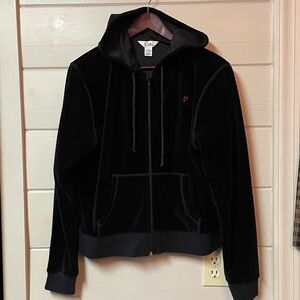 Lilly Pulitzer Black Velour Tracksuit Jogger and Full Zip Jacket Set Size L.
